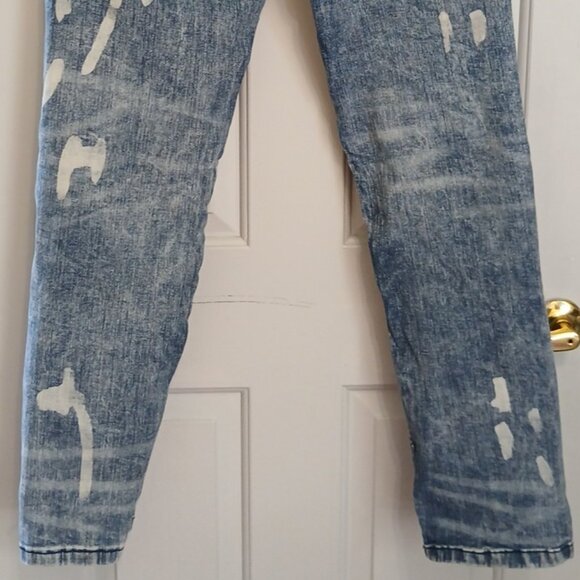 Encrypted Men's Distressed Sequin Y2K Streetwear Denim Jeans 42x34 1980 Vintage - Picture 8 of 14